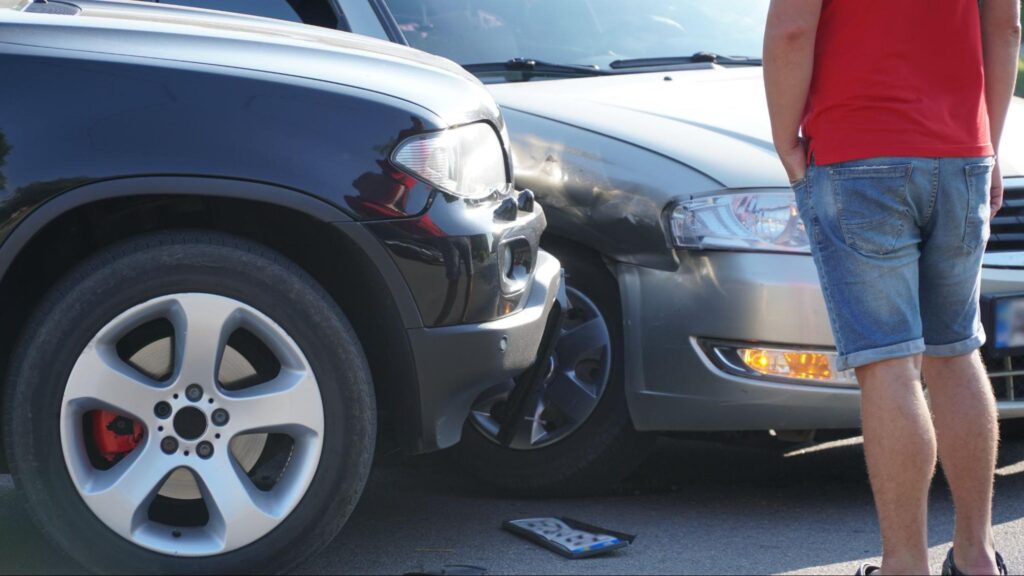 Rear-end collision between two vehicles during congested December traffic in a Florida city